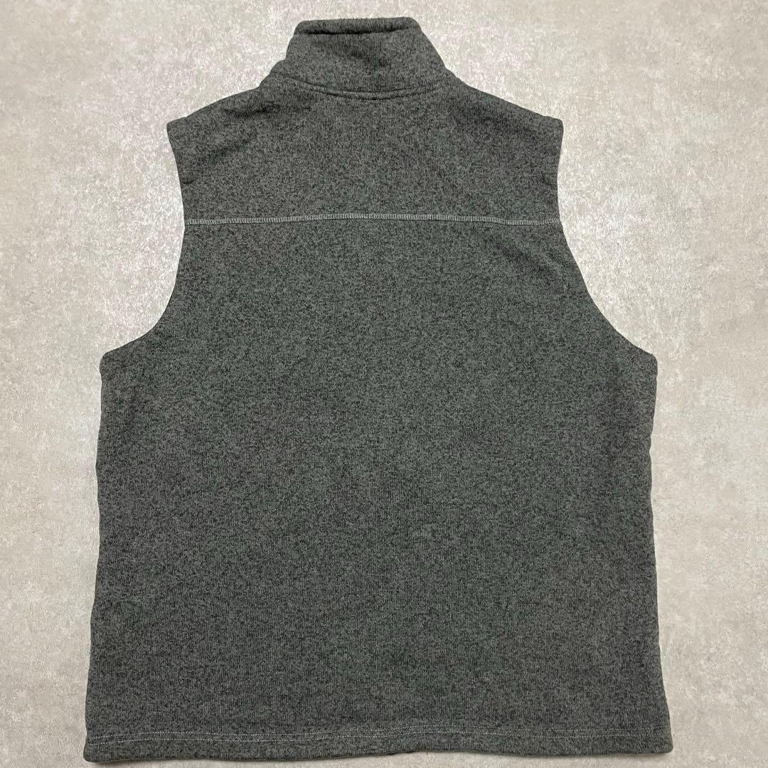 ノースフェイスニットフリースベスト 裏ボア刺繍ロゴ 杏グレーXL古着