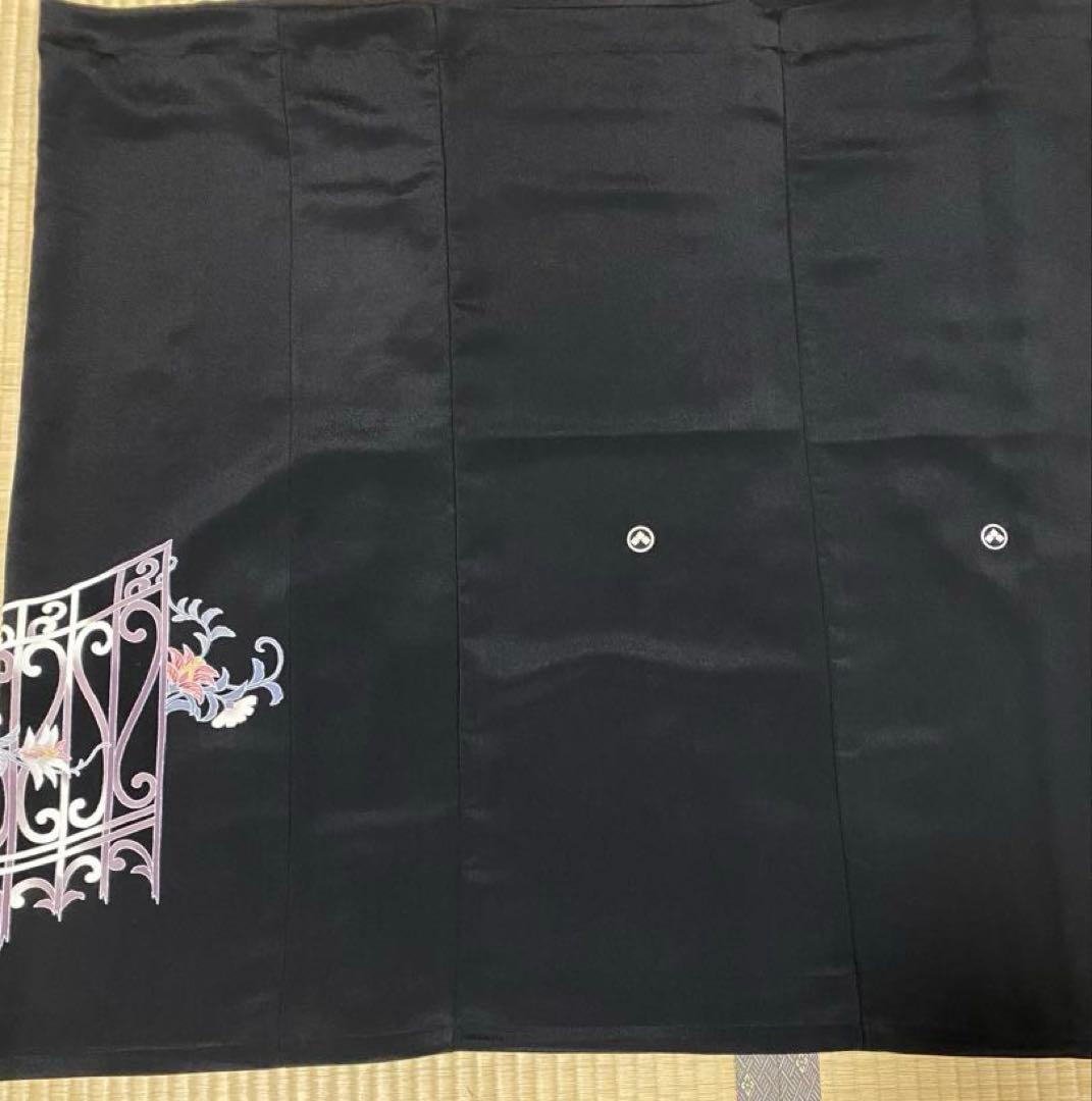 3256着物リメイク黒留袖　ロングスカート