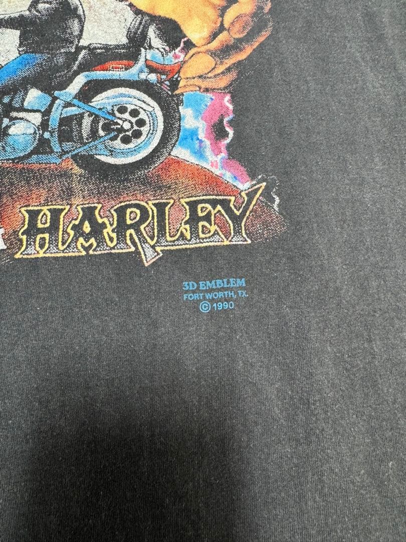 90s HARLEY DAVIDSON 3D EMBLEM フェード Tシャツ