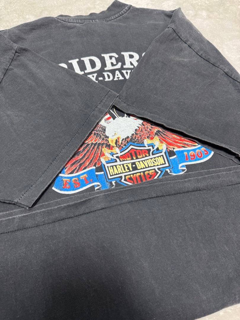 90s HARLEY DAVIDSON 3D EMBLEM フェード Tシャツ