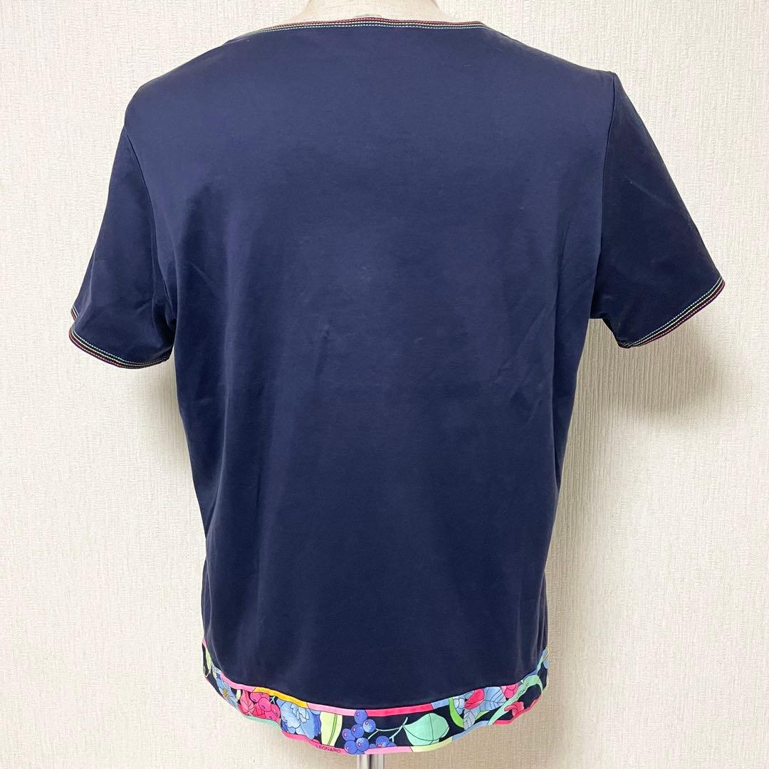 LEONARD レオナール 半袖 Tシャツ ハート 花柄 刺繍 ビジュ 42
