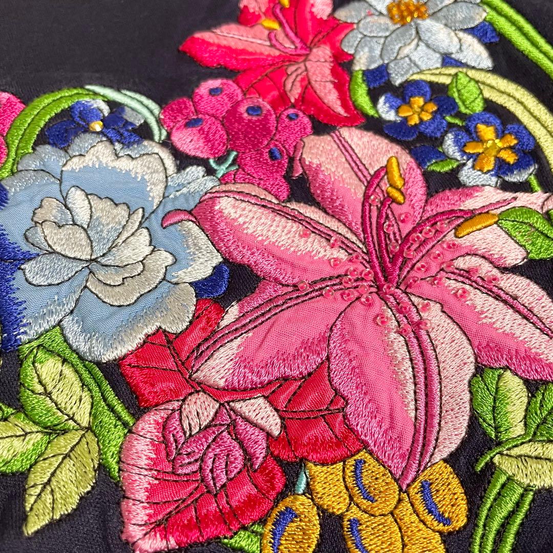 LEONARD レオナール 半袖 Tシャツ ハート 花柄 刺繍 ビジュ 42