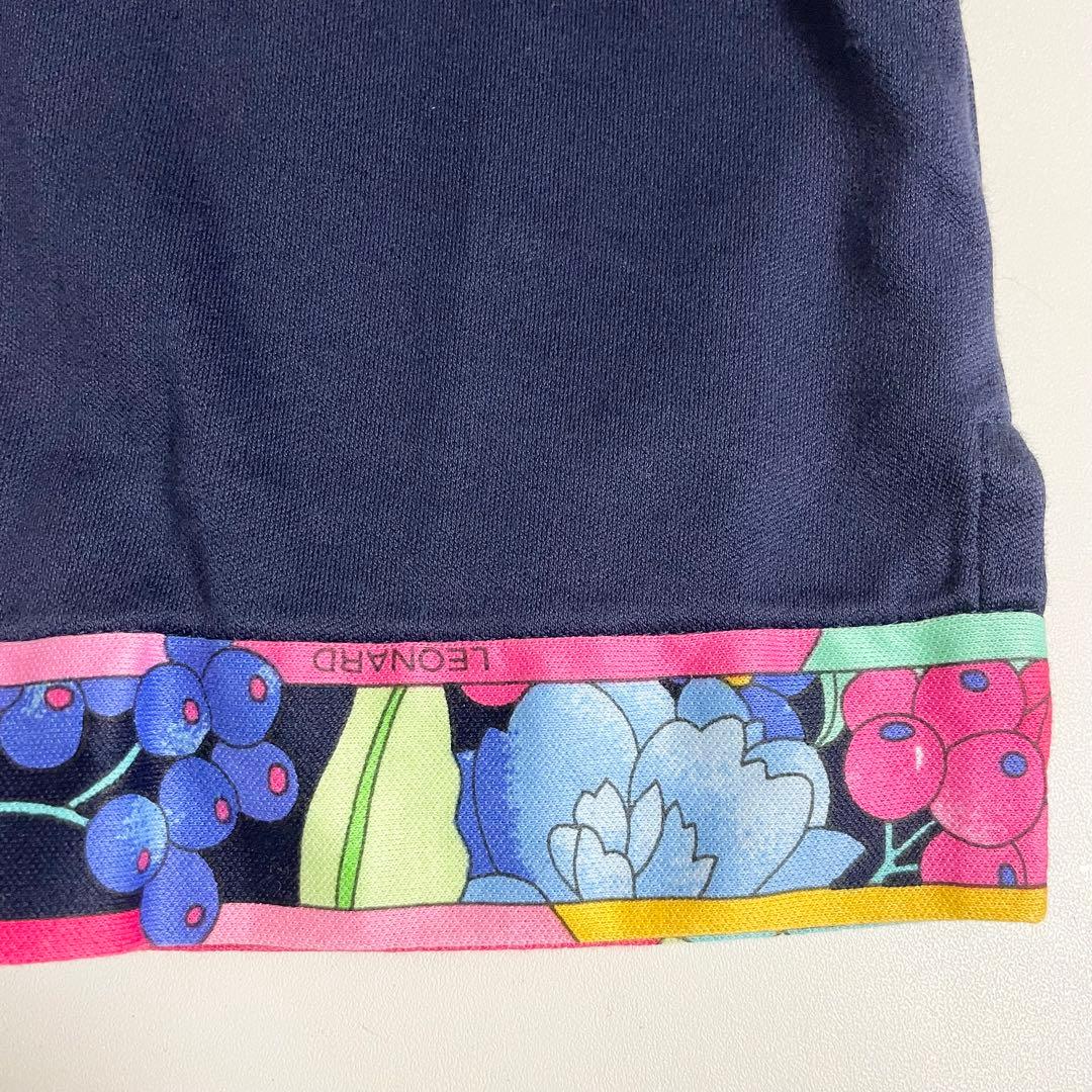 LEONARD レオナール 半袖 Tシャツ ハート 花柄 刺繍 ビジュ 42