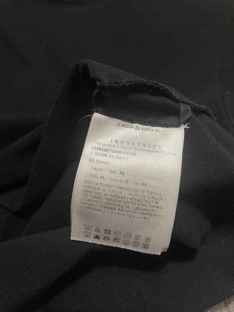 モンクレールロゴ付きトリコロールライン黒 XL Tシャツ
