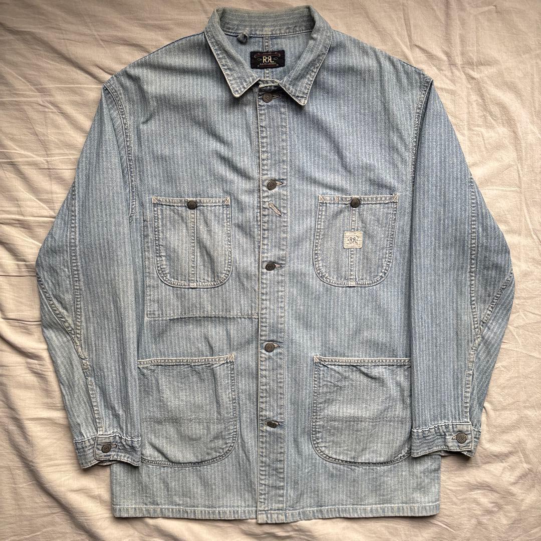 【90s】USA製 三つ星タグ RRL カバーオール ヘリンボーン ストライプ