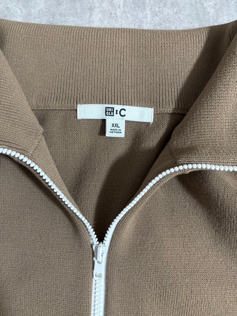【完売品】ユニクロC ミラノリブフルジップカーディガン ベージュ XXL