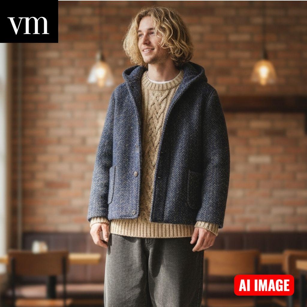 ジャケット・アウター vm PAL'LAS PALACE Wool Tweed Fooded Coat