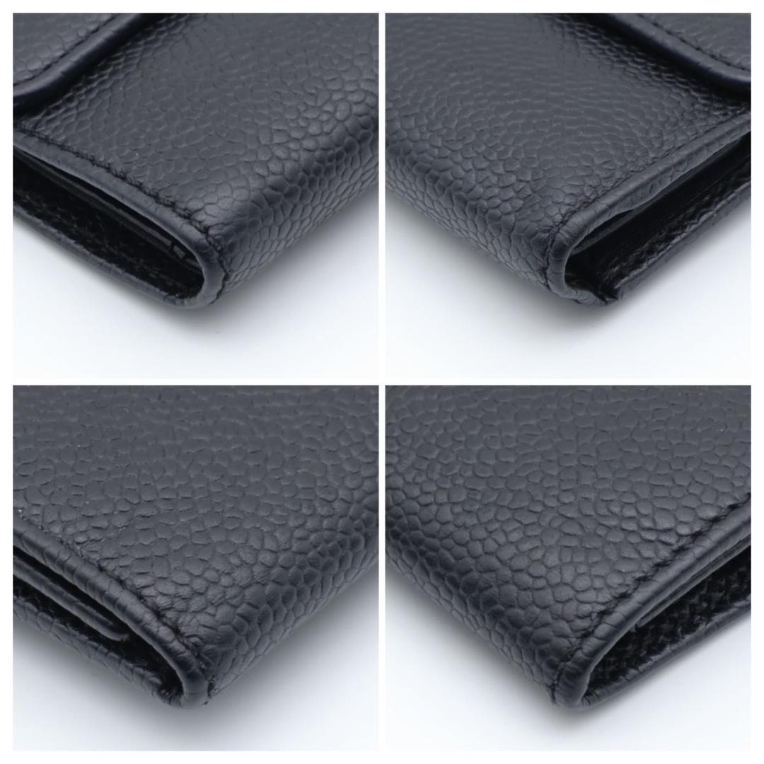 【極美品】CHANEL ココマーク　三つ折り財布　キャビアスキン　黒