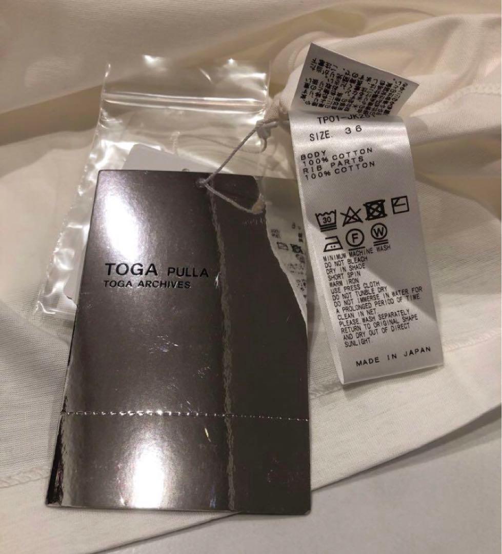 【新品タグ付】TOGA PULLA リボン付きホワイトTシャツ 36