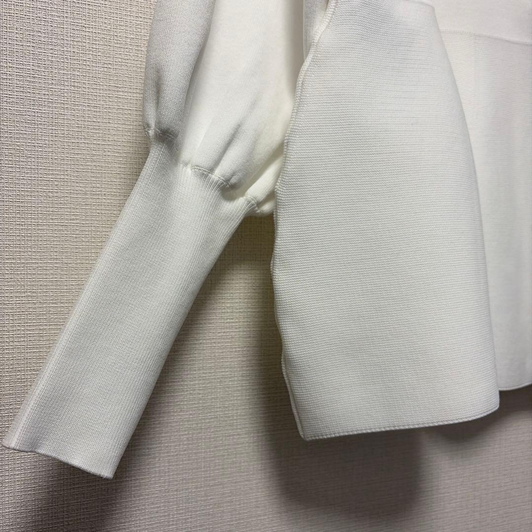 美品 サロン アダムエロペ ジップ ペプラムカーディガン 白