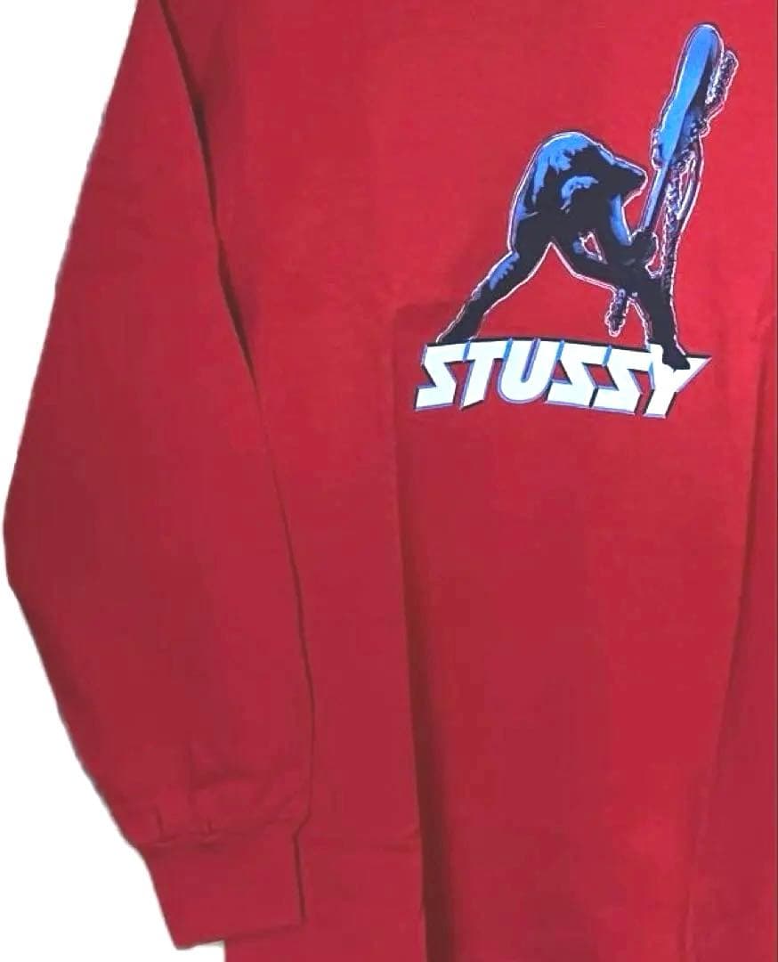 H*2様 OLD STUSSY ステューシー 銀タグ ロンT 赤 S 未使用近