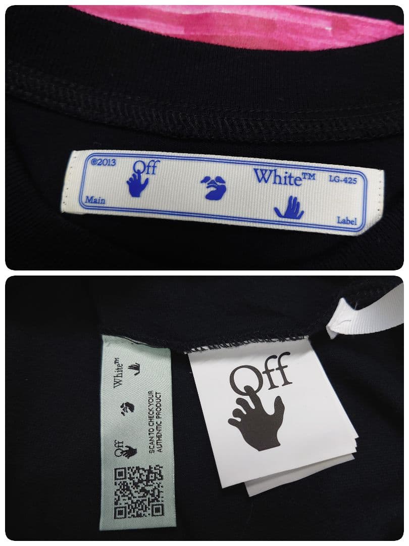 【QR鑑定済】オフホワイト　マーカー　クロスアロー　バックプリント　Tシャツ