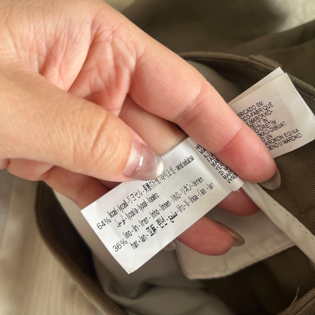 メンズ　カーキ　セットアップ リネン風 ZARA