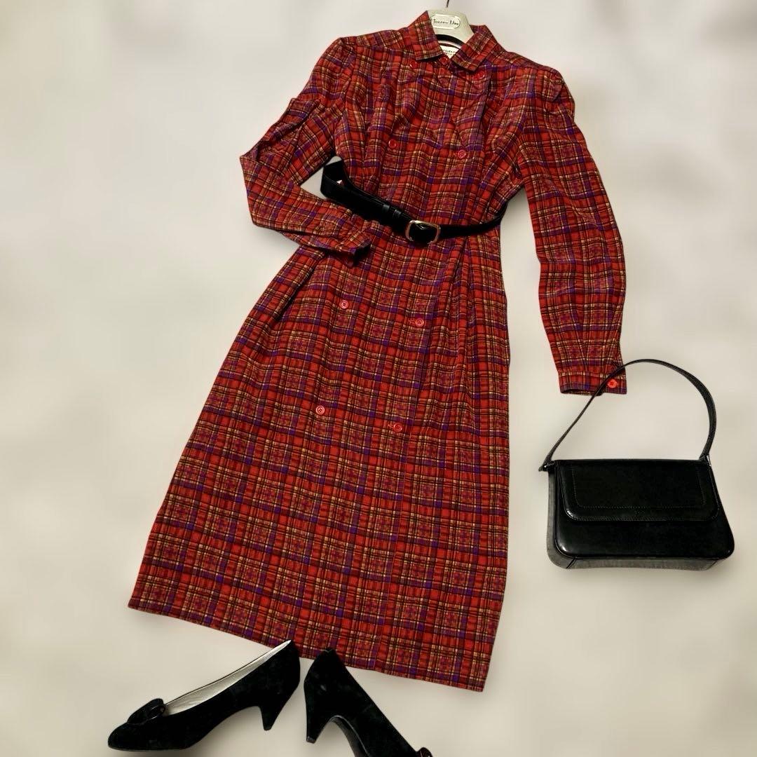 Christian Dior プレタポルテ シルク混ワンピースドレス★S〜M