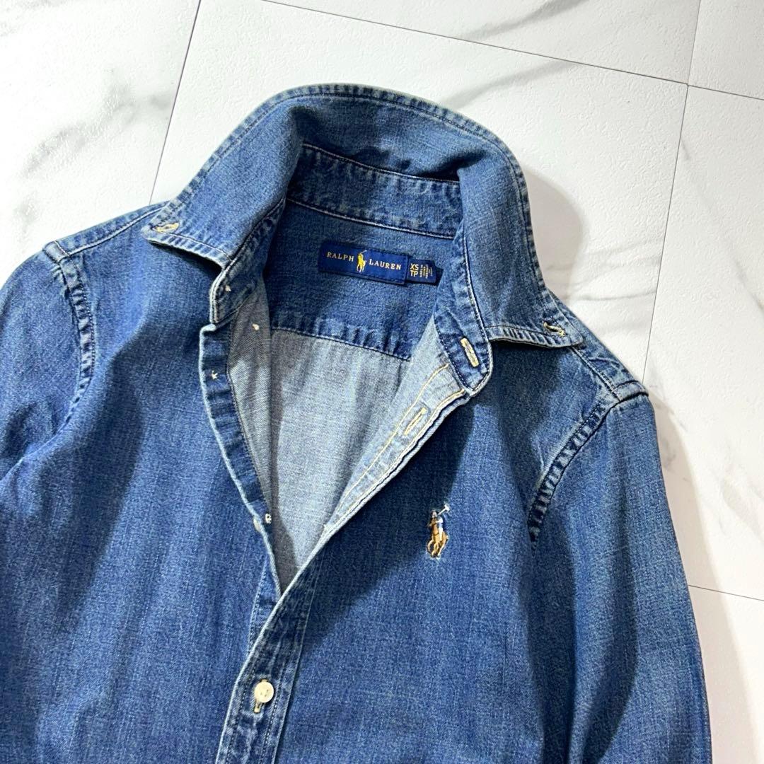 人気✨RALPH LAUREN デニム シャツワンピース ポニー刺繍 洗える