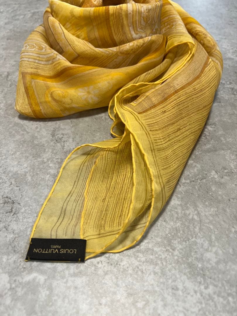 LOUIS VUITTON スカーフ ヴィトン イエローシルク ストール 透