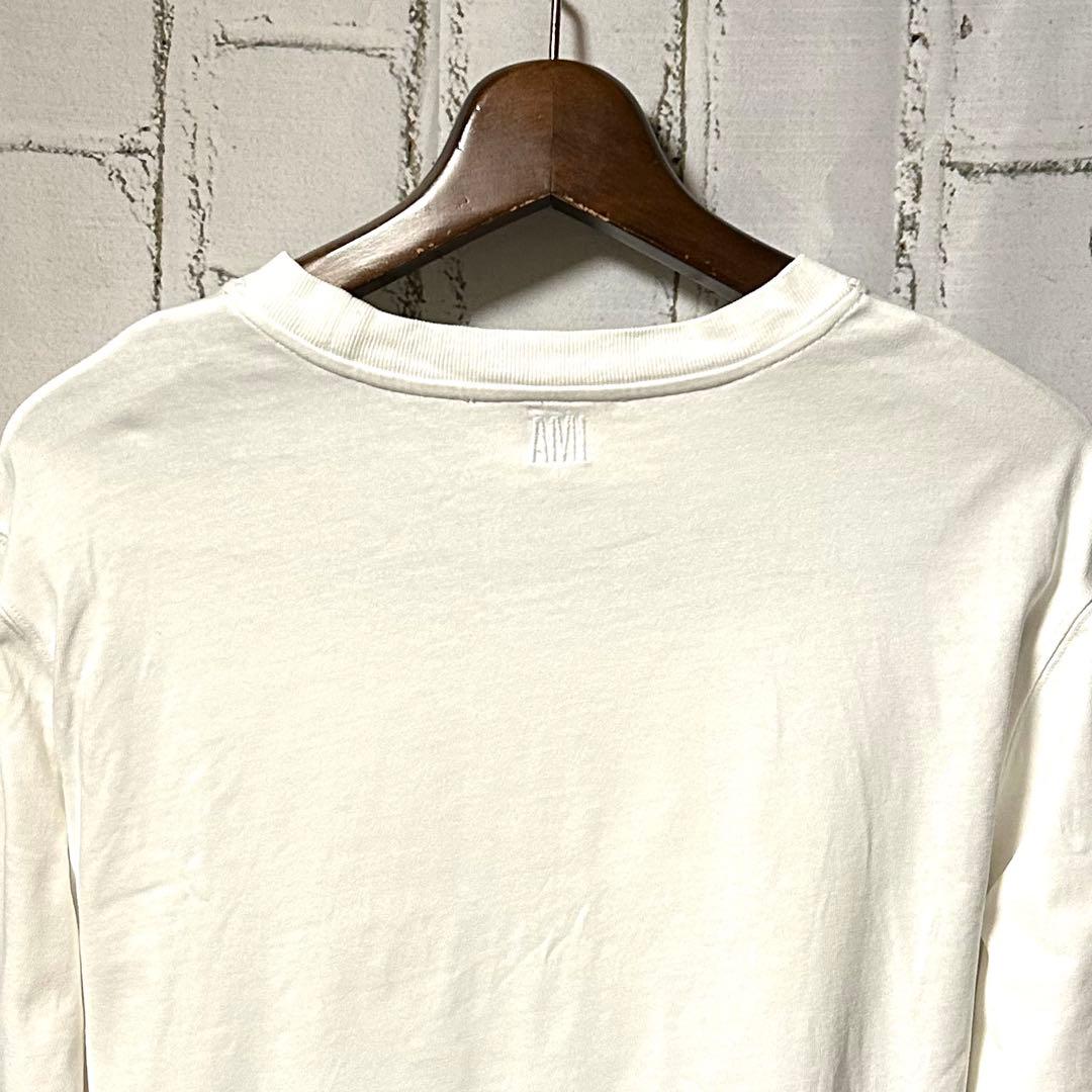AMI PARIS アミパリス 刺繍ロゴ ロングスリーブ Tシャツ 白 ロンT