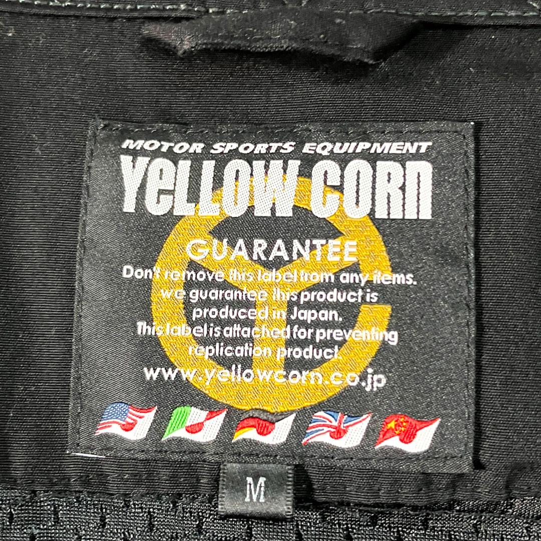 YeLLOW CORN　ブルゾン　ジャケット　バイク　長袖　ブラック　ロゴ　刺繍