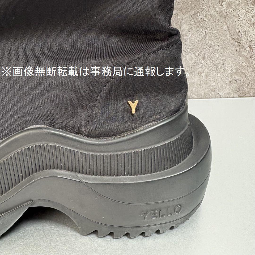靴 YELLO TOKYO BLACK SINGLE SNEAKER BOOTS
