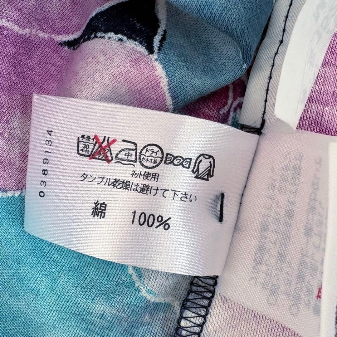 美品✨レオナール カットソー 花柄 コットン100% ネイビー×マルチカラー M