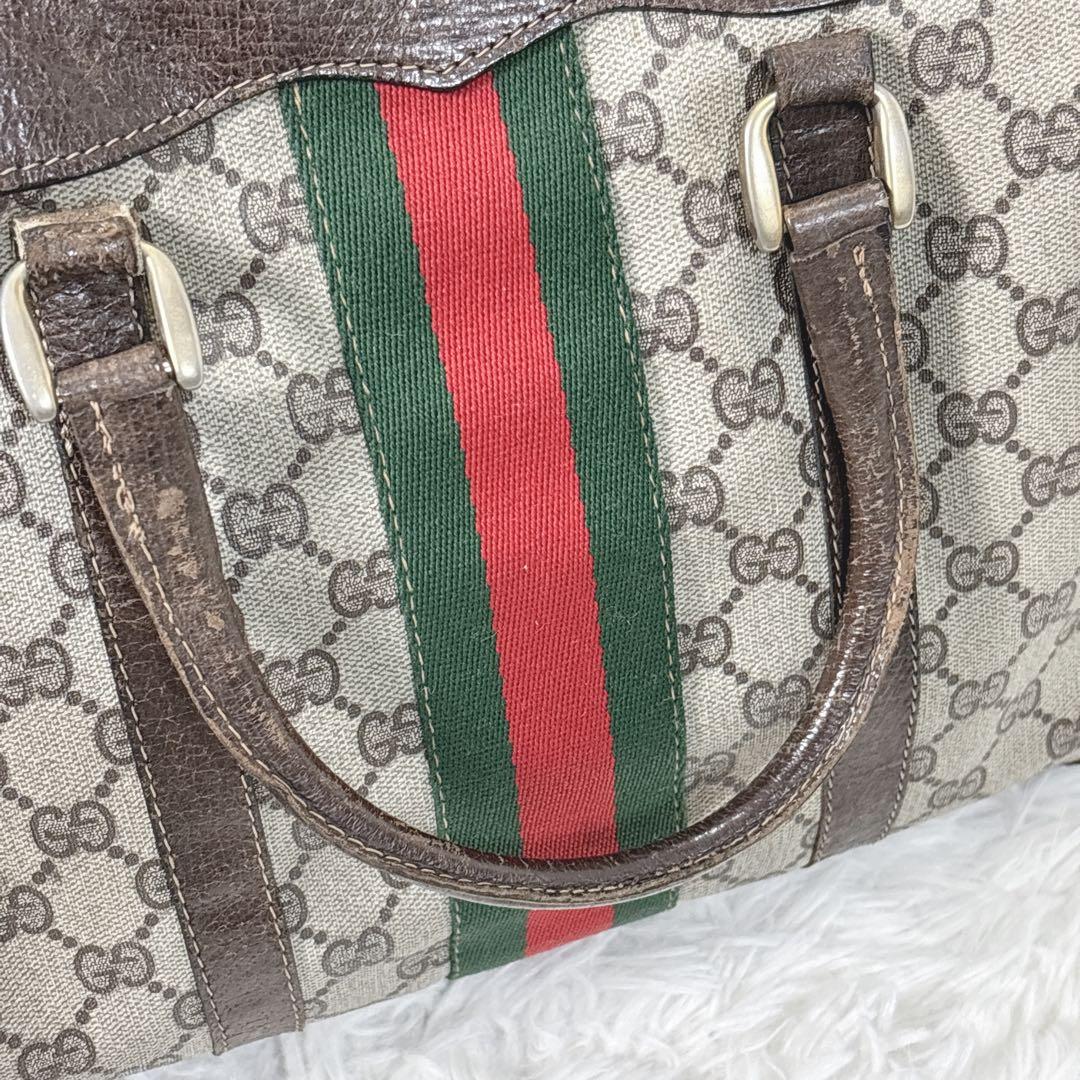 【訳あり】OLD GUCCI ミニボストン　モノグラム　シェリーライン