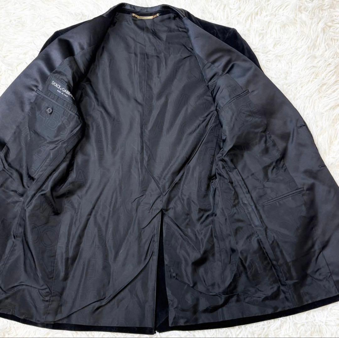 希少✨未使用級 DOLCE&GABBAN ベロア テーラードジャケット 黒