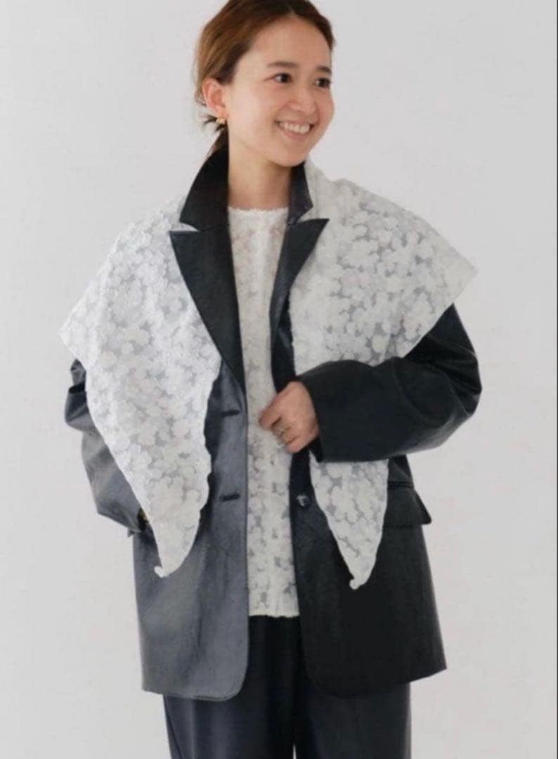 新品未開封タグ付き　yori shirocon レースジャガードストール