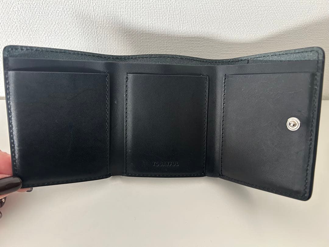 todayful / Leather Compact Wallet ブラック