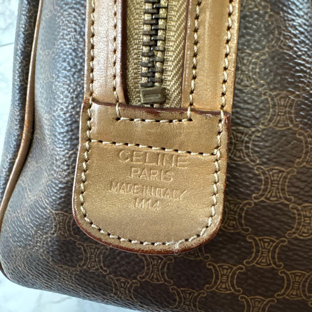 CELINE セリーヌ マカダム柄 PVC×本革 レザー ボストンバッグ