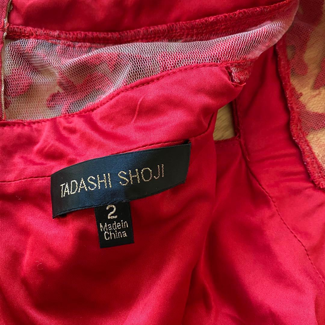 ma缶✨タダシショージ タイトドレス XS ワンピ 膝丈 赤 ノースリーブ