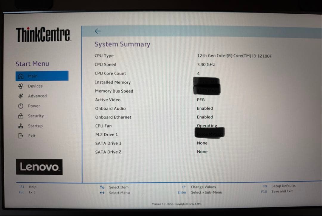 Lenovo NEO 50s Gen3 (i3 12100F メモリ、SSDなし