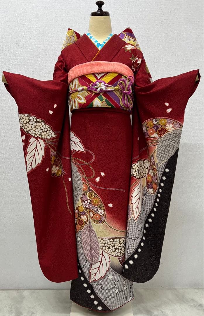 振り袖　フルセット　別誂長襦袢　金彩加工　刺繍入り　成人式　重ね襟付き　781