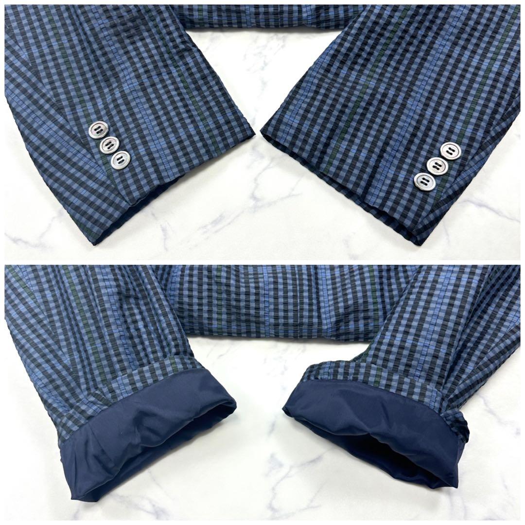 美品【LANVIN】シルク100％ シアサッカー テーラード チェック