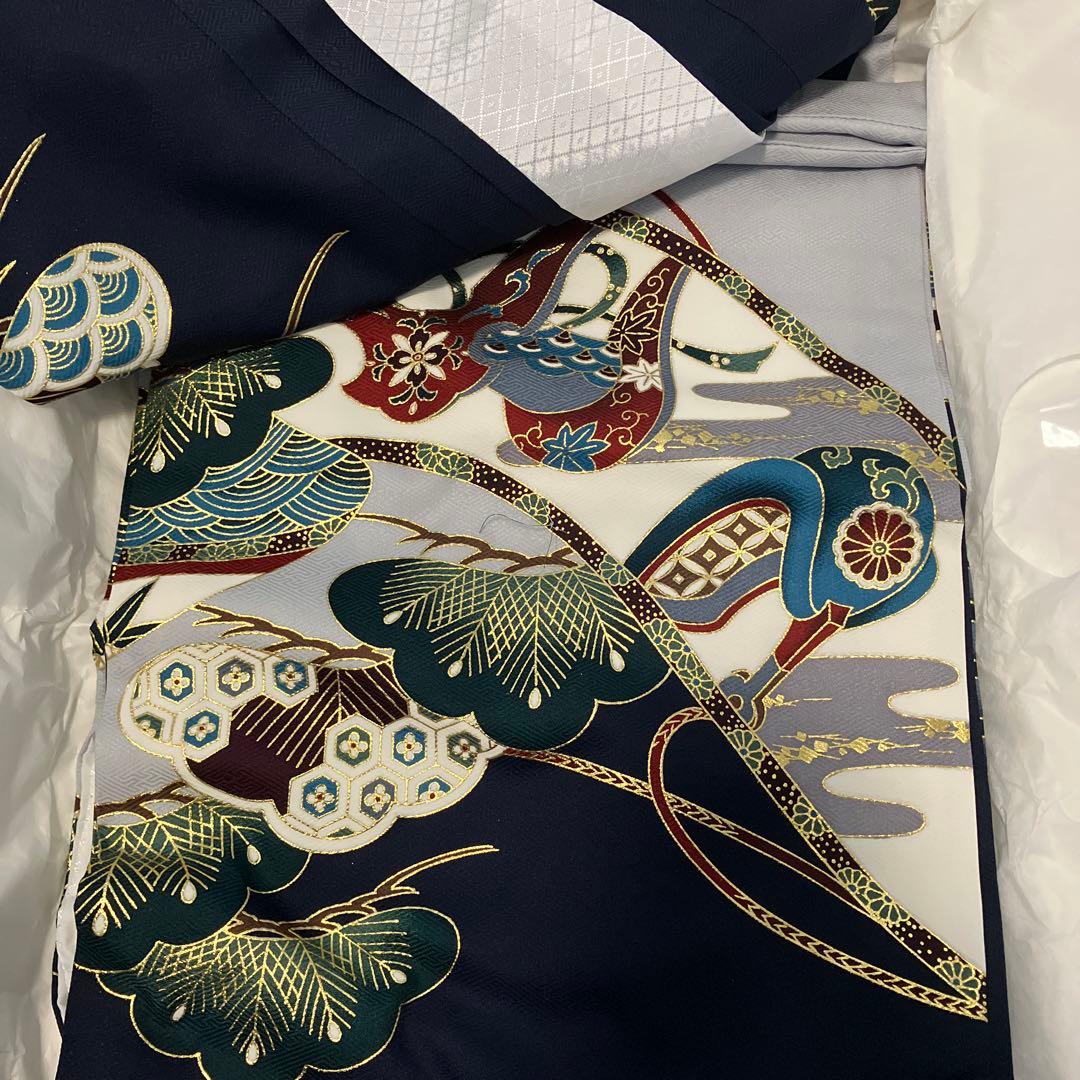 子供用着物 伝統的和柄 紺色