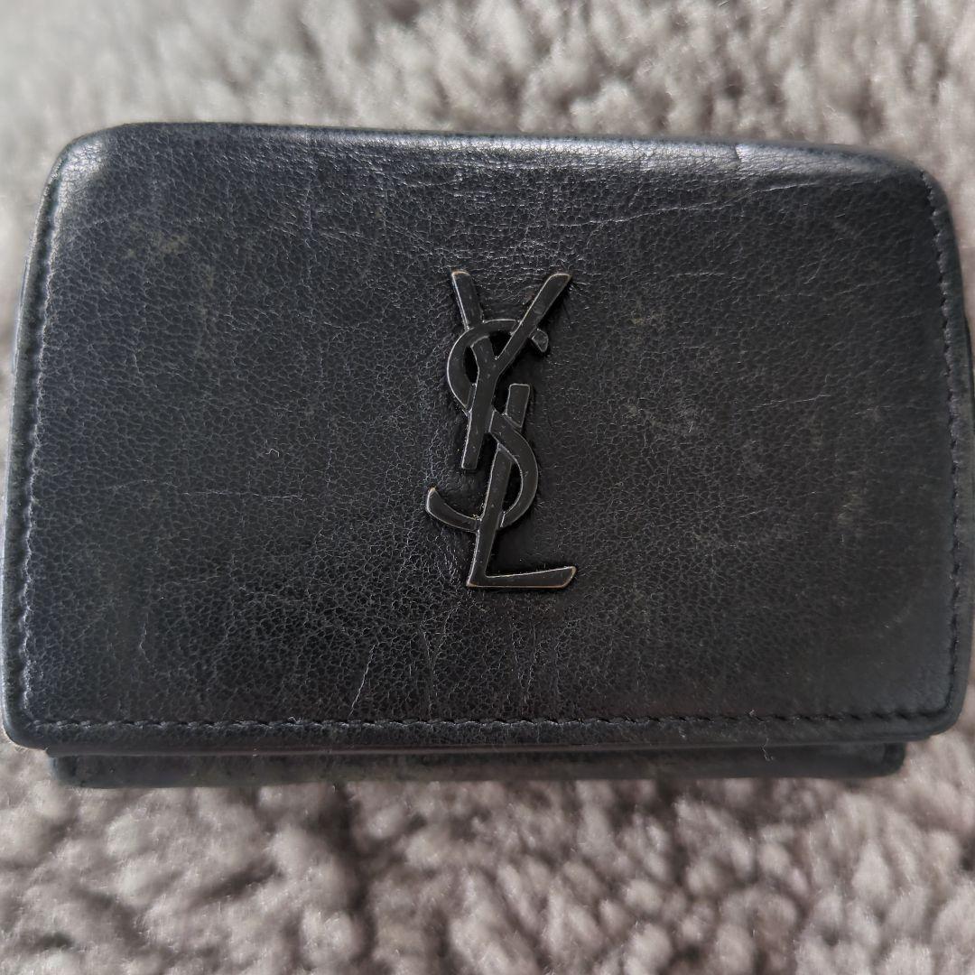 SAINT LAURENT ブラック 三つ折り財布　ミニ