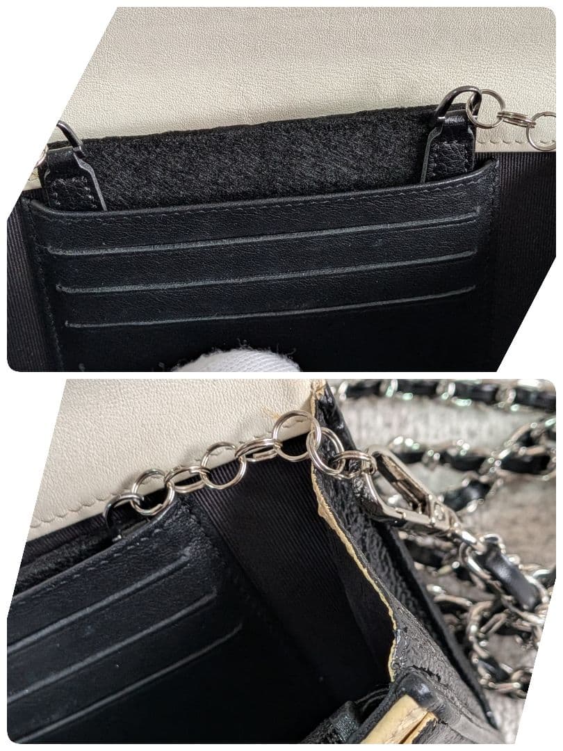 シャネル　ビコローレ　ミドル折り財布　ミニ財布　カーフスキン　黒　正規品　リペア