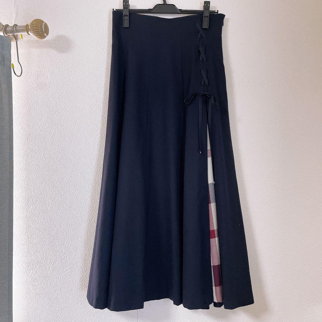 BLUE LABEL CRESTBRIDGE フレアスカート ウール チェック