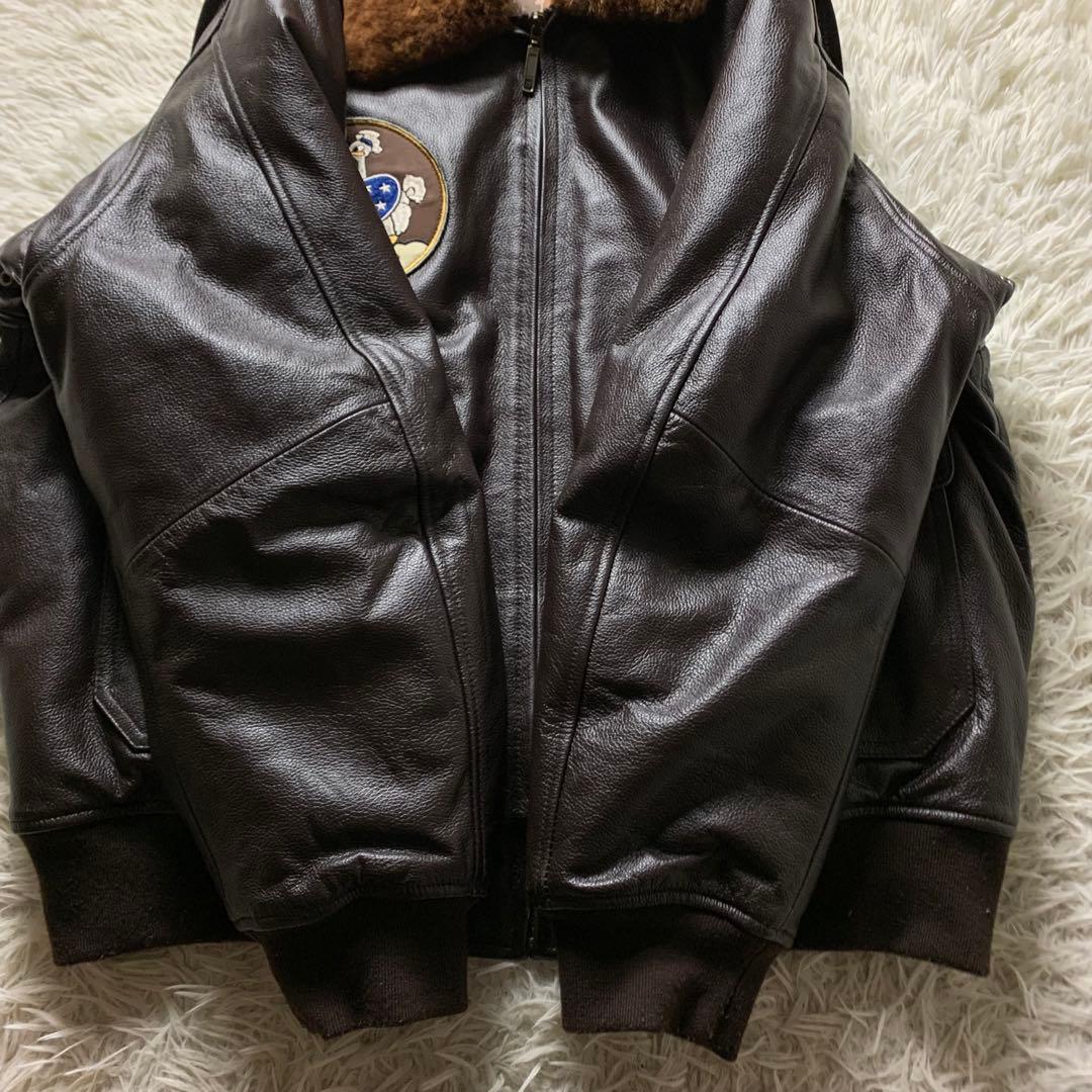 美品■ヴィンテージ フライトジャケット G-1 襟ボア 本革 5XL