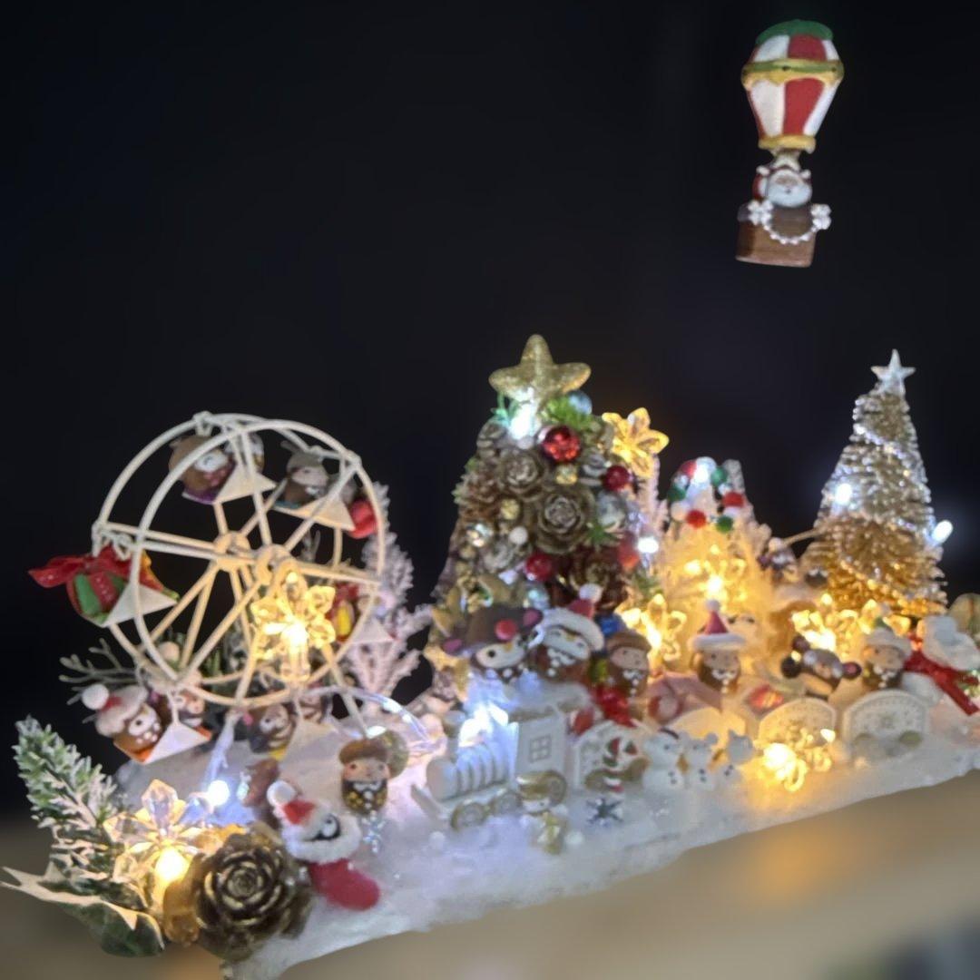 どんぐりアート♡Xmasオブジェ ホワイト　トレイン添え♡