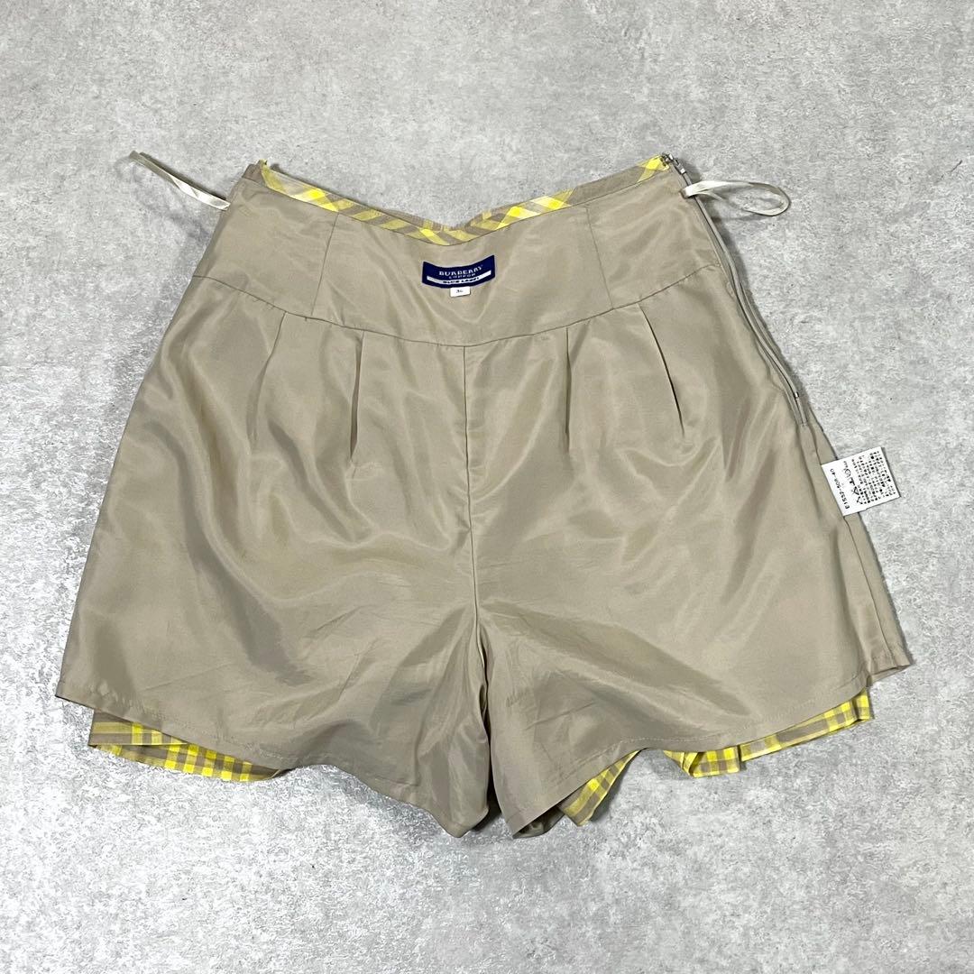 BURBERRY BLUE LABEL チェック柄キュロット 黄色 裏地付き36