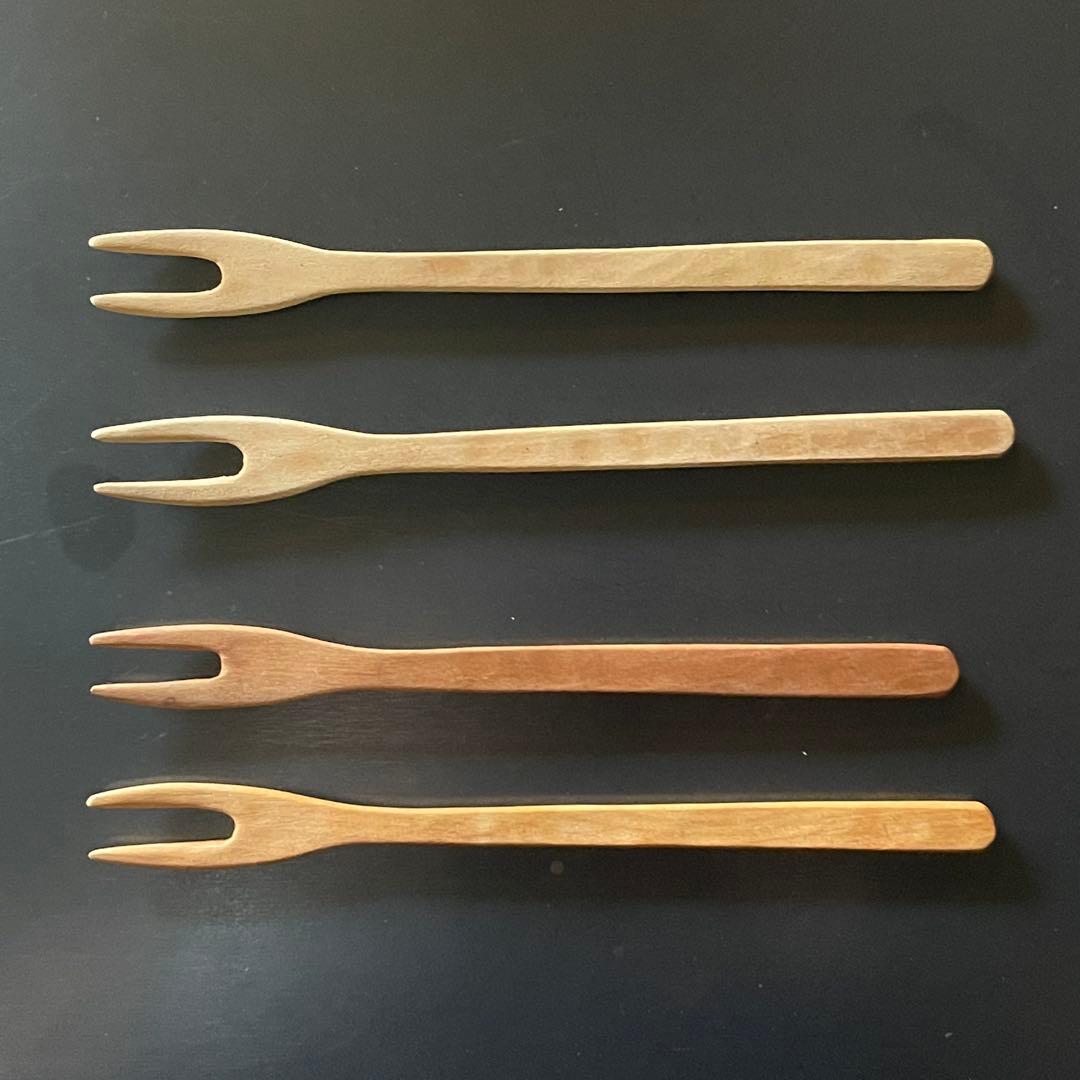 人気木工作家三谷龍二　デザートフォーク　4本セット