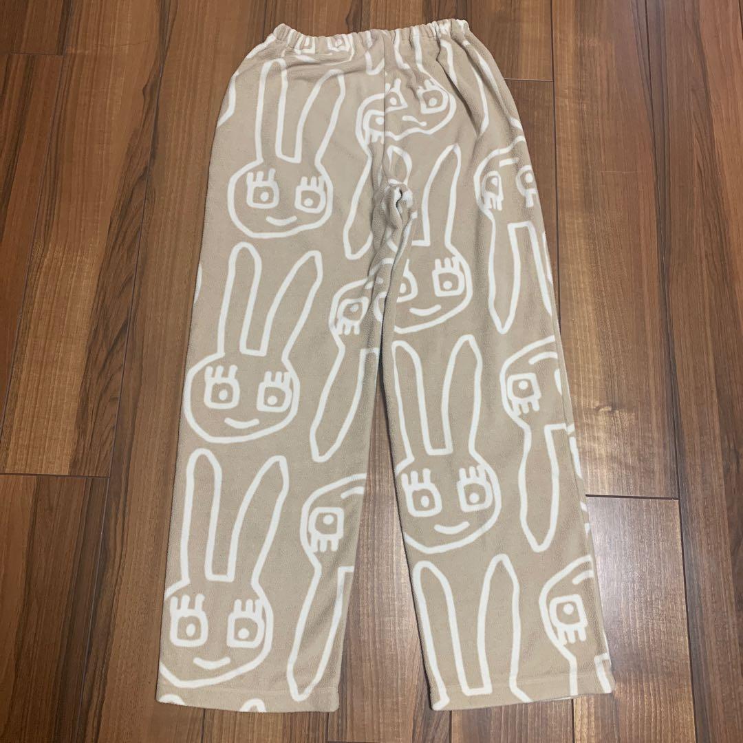 【美品】マタノアツコ　ウサギプリント長袖パジャマセットベージュレディースMサイズ