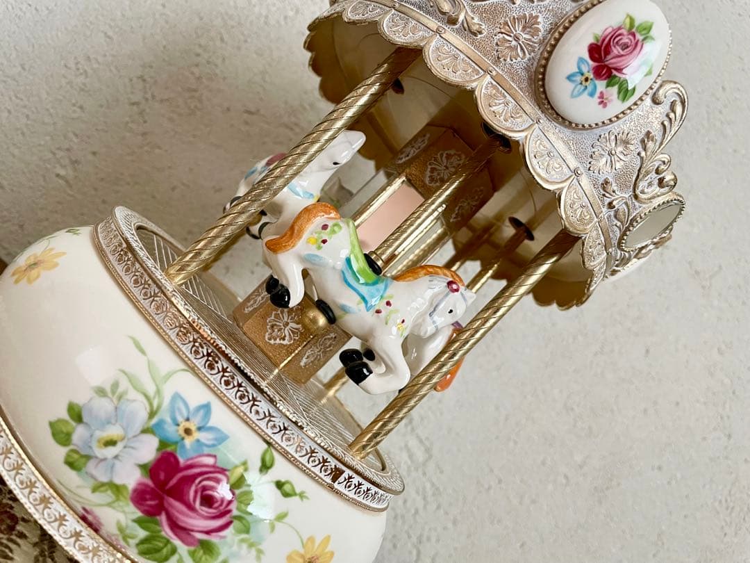 日本製 ヴィンテージ 陶器 メリーゴーランド オルゴール カルーセル 昭和レトロ
