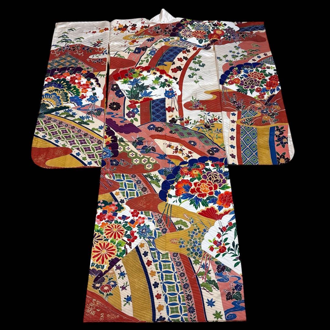 (う39) 錦彩の花宴✨豪華絢爛 手描き古典吉祥文様 アンティーク振袖セット㊗️