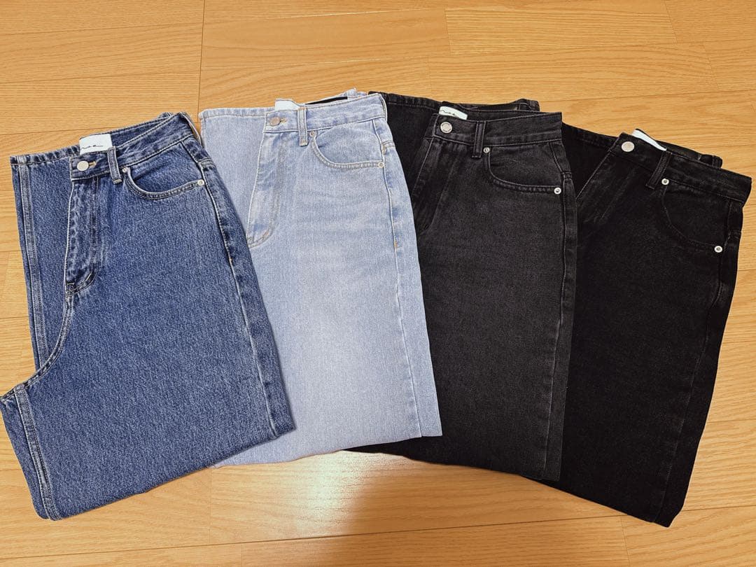 Na.e Wide Loose Jeans_deep blue M 通常丈
