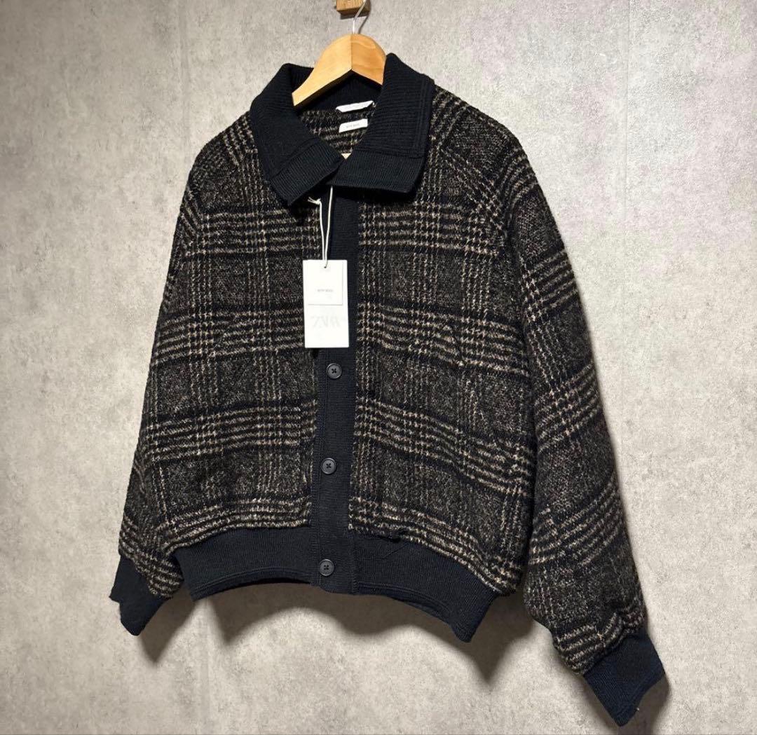 zara ザラ　リブ襟切り替えジャケット M
