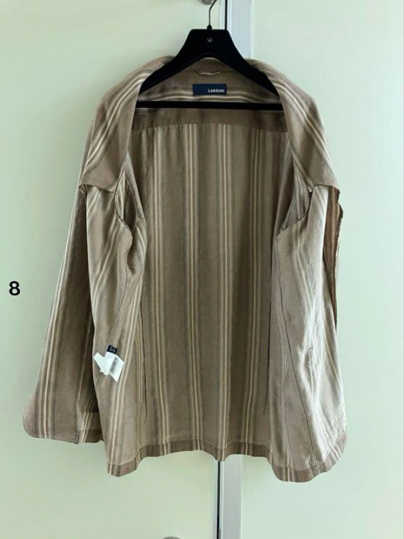 【LARDINI】 BROWN×BEIGE ストライプ リネン ジャケット