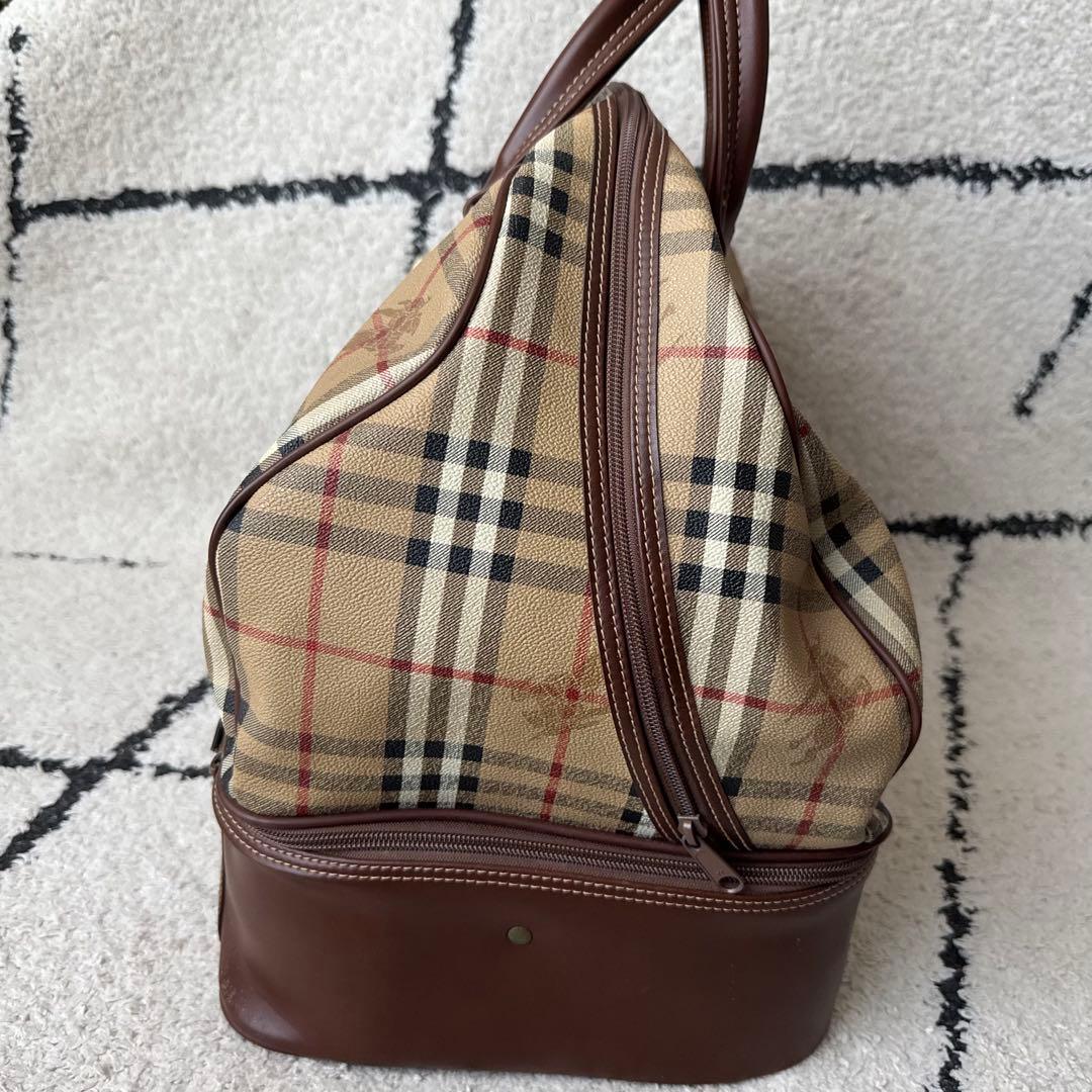 極美品　burberrys ボストンバッグ　ノバチェック　ホースロゴ　レザー