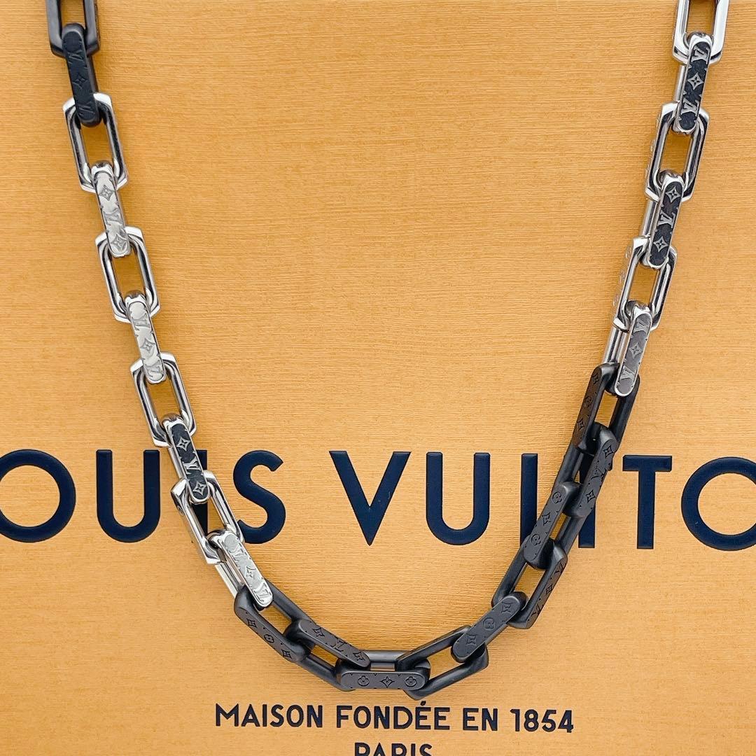 LOUIS VUITTON ネックレス　コリエチェーン　スクエア　ブラック　黒