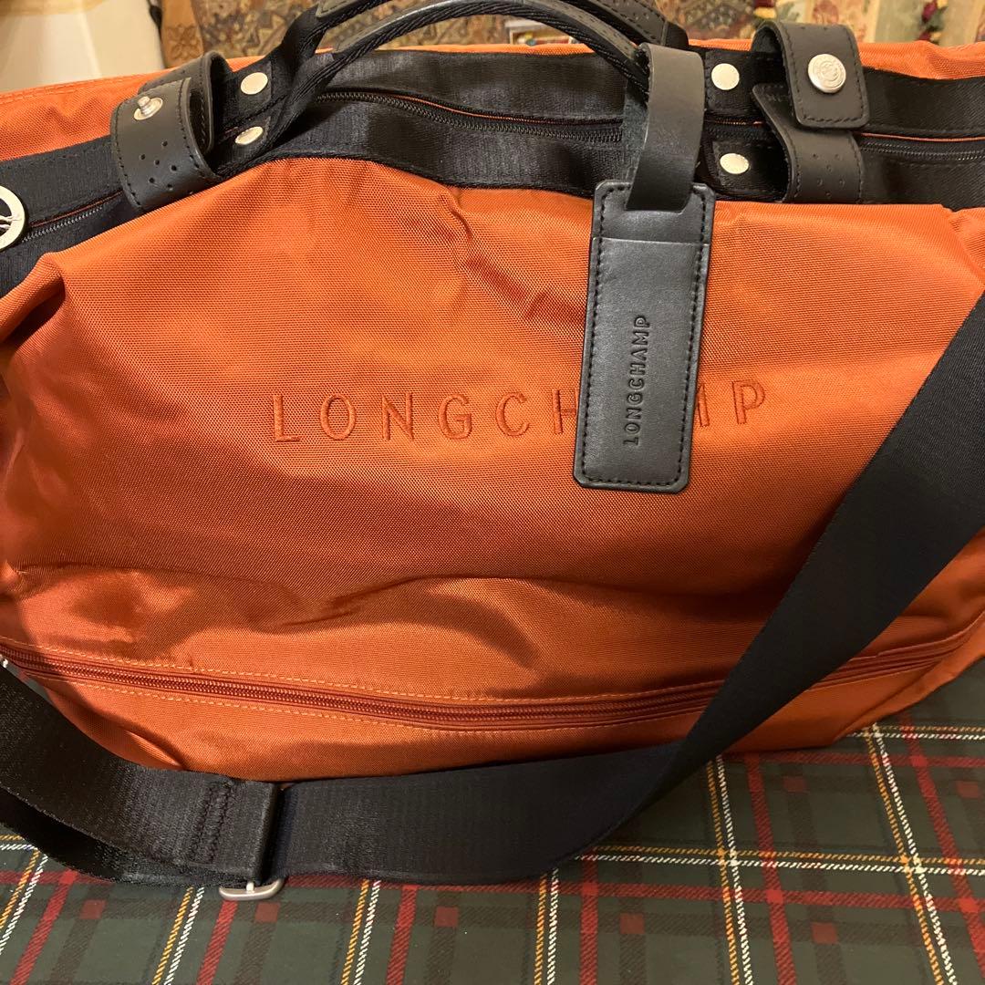美品！LONGCHAMP ボストンバッグ オレンジ　2way 大きめ